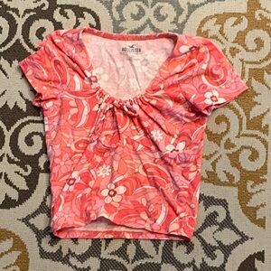 Hollister Pink Floral Crop Top